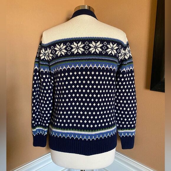 Land’s End Wool Blend Nordic Fair Isle Full Zip Sweater M - Picture 6 of 9